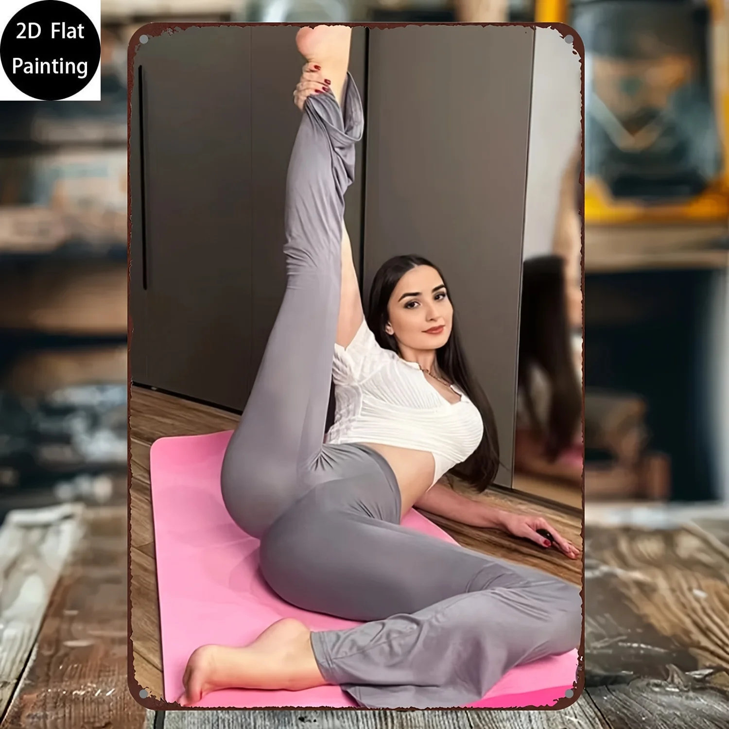 Arte de pared de metal con pose de yoga vintage, decoración de hierro duradera con alta resistencia a la curvatura y resistencia a la humedad, diseño artístico de yoga para