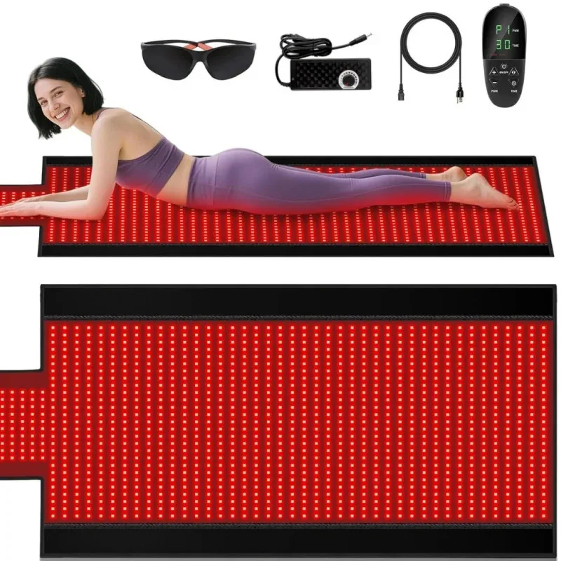 

Red Light Therapy Mat Blanket Full Body 1370 Dual Wavelength LED 660 and 850 Leather Material Big Size 33.4X76.8inch