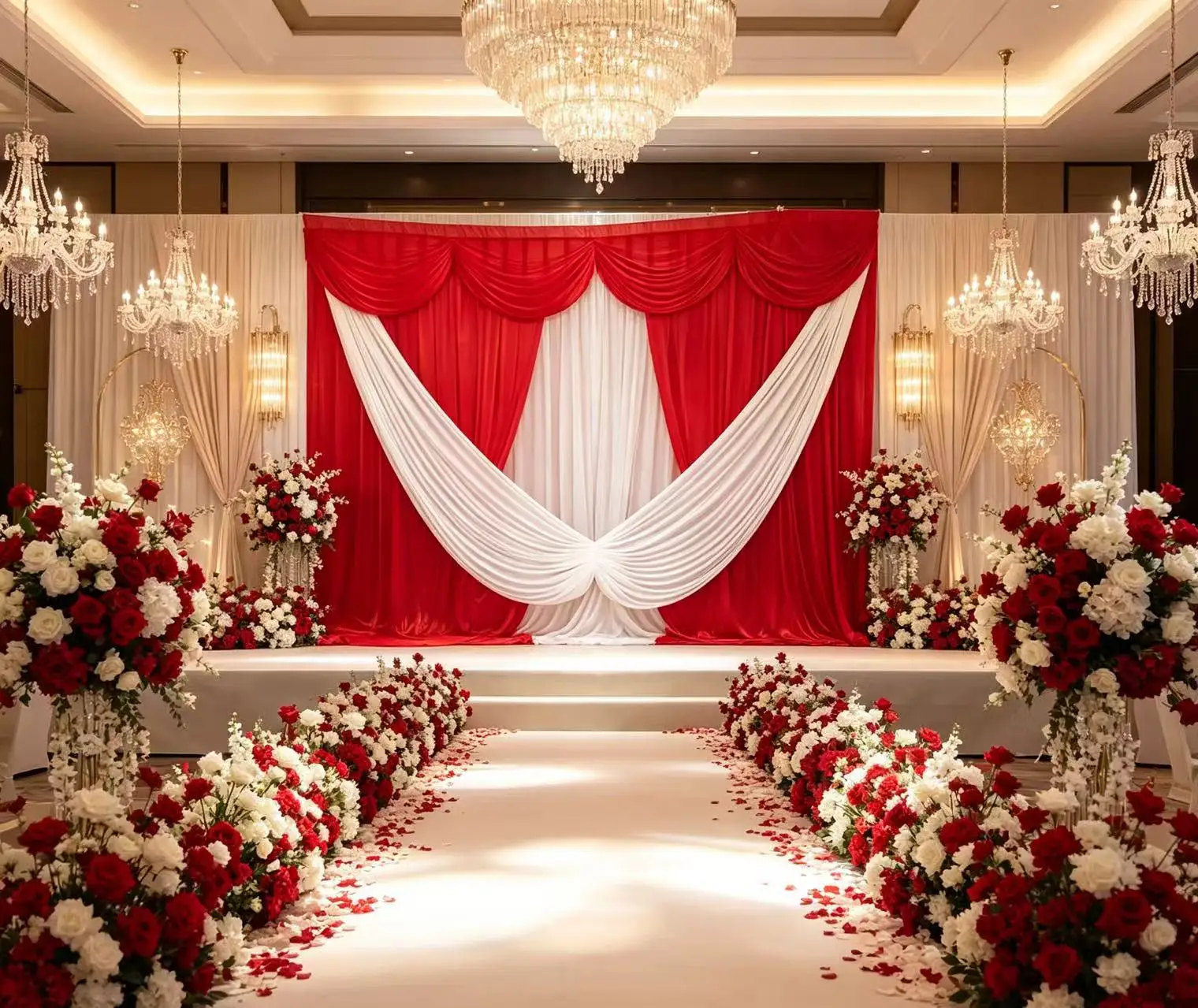 10X10FT Ice Silk Red Curtain Drape Backdrop Swags Wedding Party Decoration Anniversaire Deco Big Events Background Cloth Panels