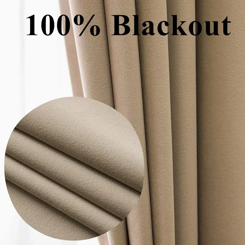 

Custom Size 100% Blackout Curtains for Living Room Thermal Insulated Velvet Bedroom Curtain Sound Reduce Drapes Customs Made