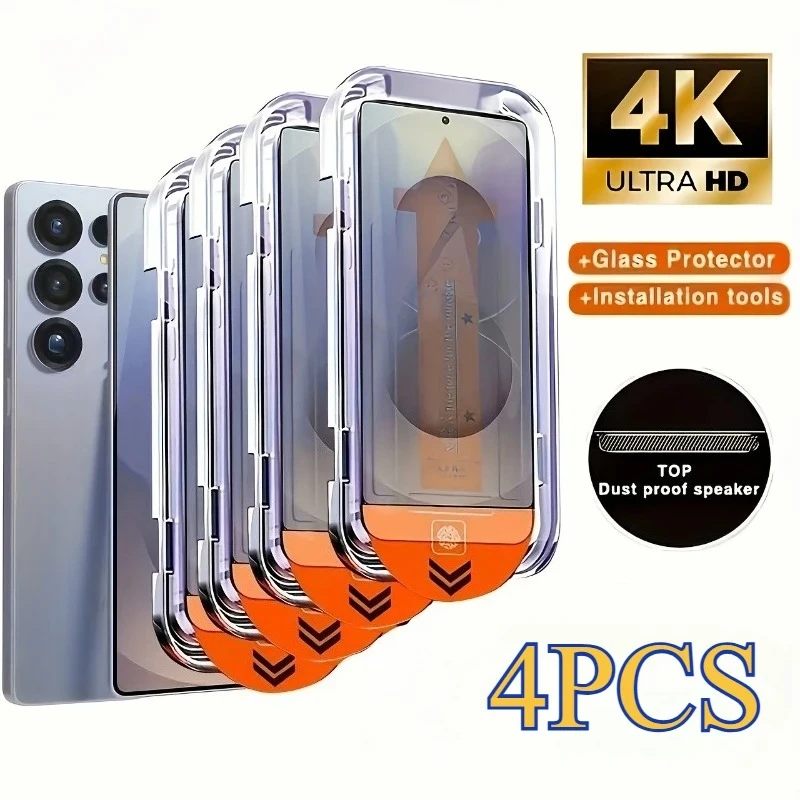 5Pcs Tempered Glass Screen Protector For Samsung Galaxy S25 Edge S24 S23 Ultra S22 S26 Plus S20 S21 FE Dust Free Install Film