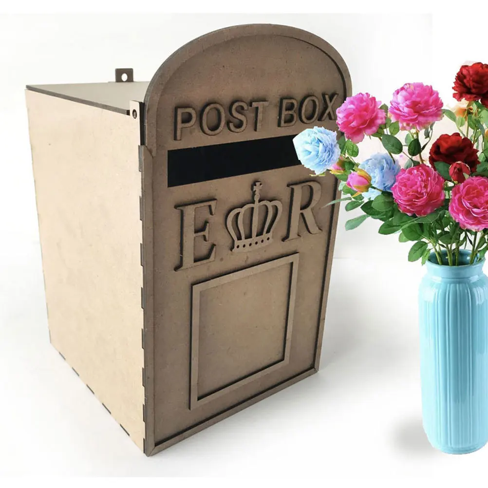 

1pc Diy Wooden Greeting For Wedding Greeting Box Mr Mrs Knot Rustic Chic Gift Storage Case Wedding Wooden Box