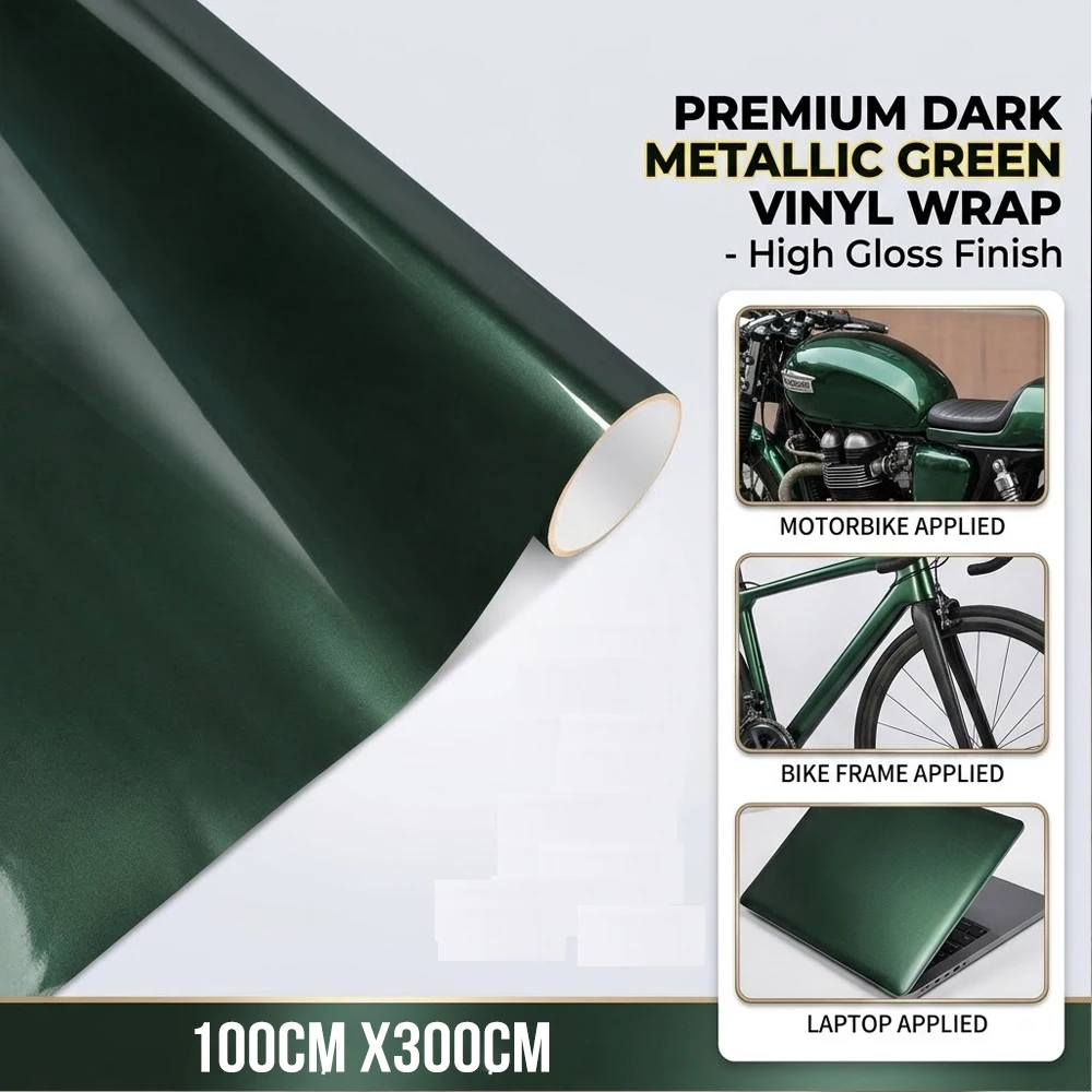 100x300cm Car Wrapping Film Midnight Green Color Modify Scratch-Resistant Durable Waterproof Sticker Motorcycle Tuning Wrapping