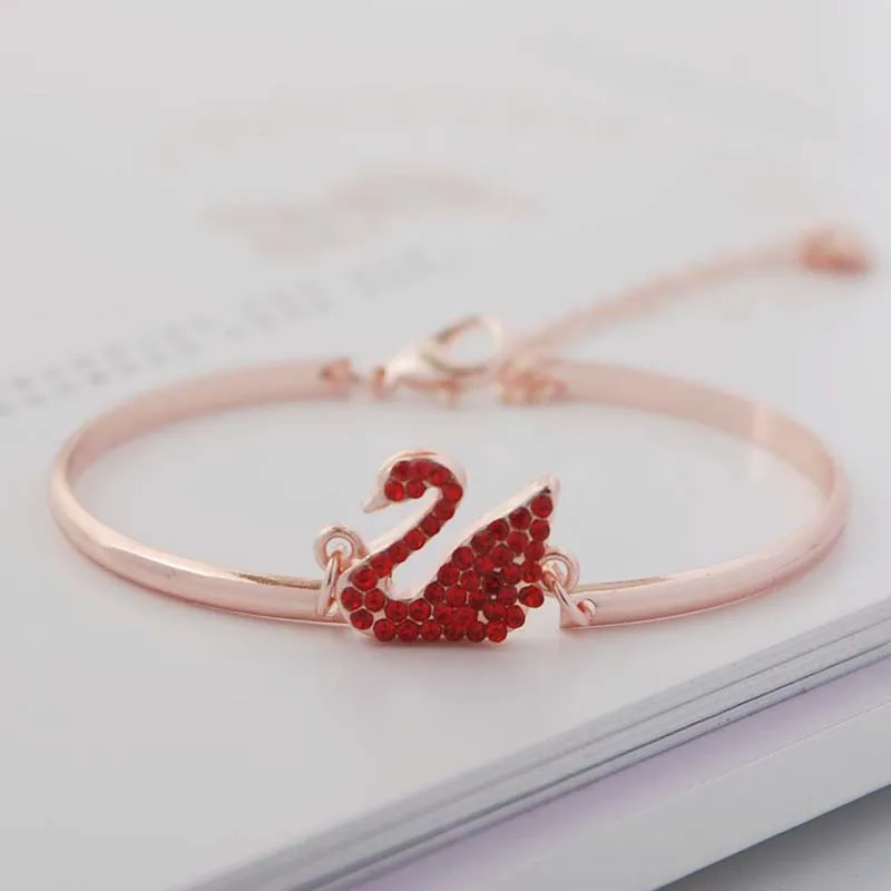 Luxury Zircon Charm Bracelet Jewelry Accessories for Women\'s Party Gifts Fashion Gold Rose Gold Swan Bangle