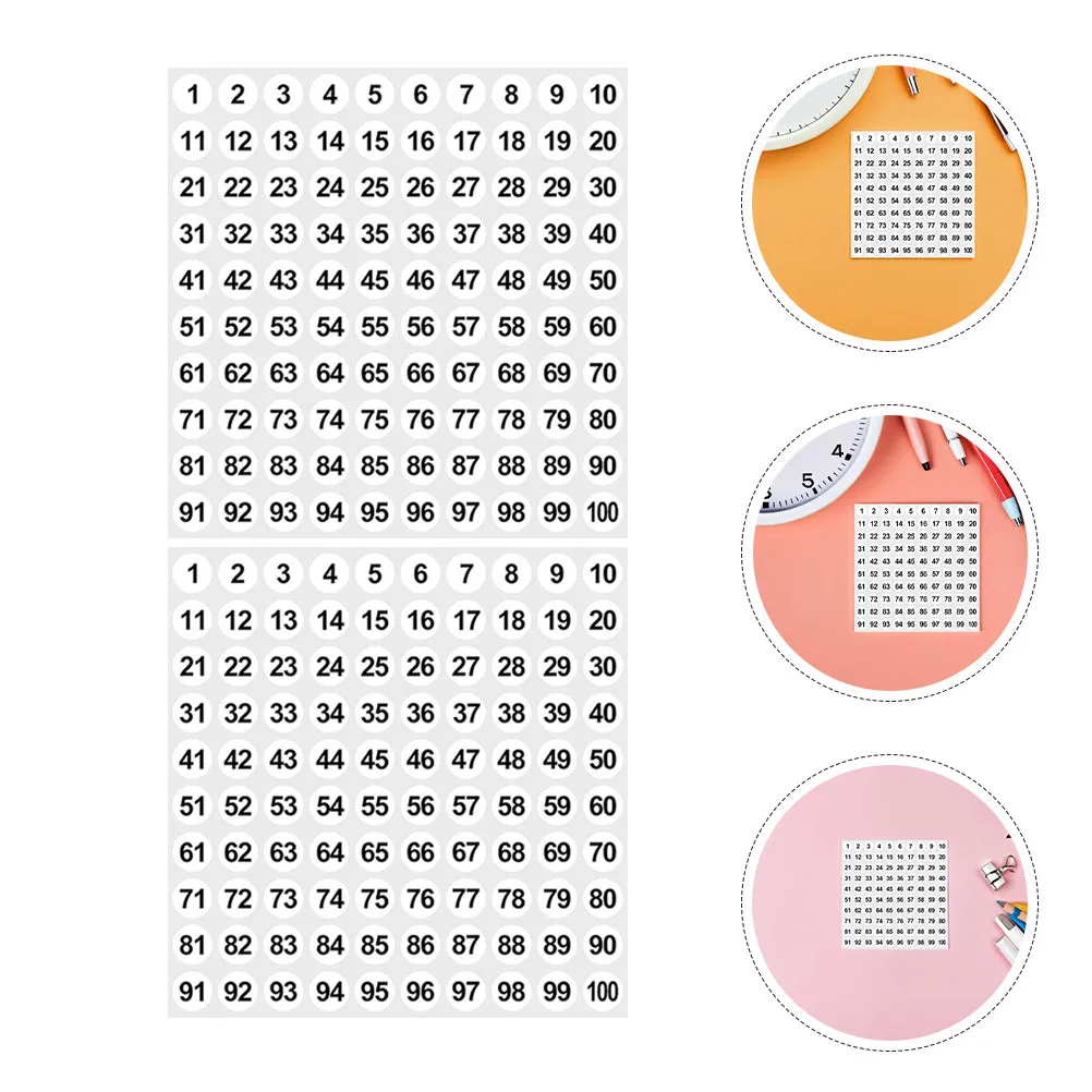 2500Pcs Number Stickers 1-100 Consecutive Colored Round Self-Adhesive Labels for Classroom Office Storage Organization