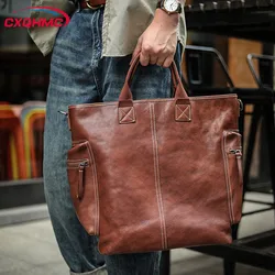 Original Genuine Leather Men's Handbag Vintage Shoulder Messenger Tote Bag Cowhide Briefcase Large Capacity Computer Backpacks