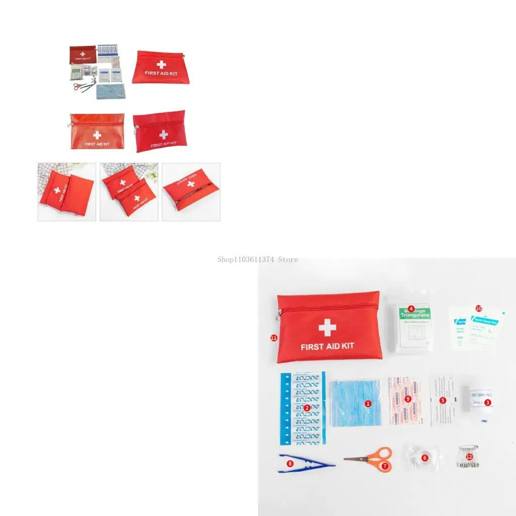

12Pcs Portable Outdoor First Aids Kits Including Bandages, Scissors, Tweezers