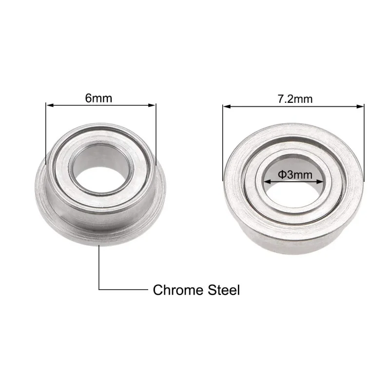10pcs MF63ZZ Flange Ball Bearing 3x6x2.5mm Full Complement Bearings 10pcs