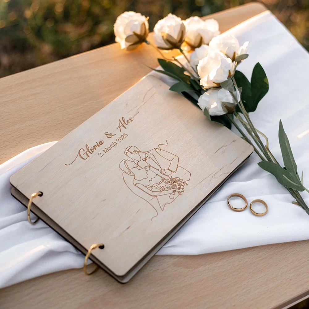 Livre d'or de mariage personnalisé, Album Photo, livre d'or élégant, stand Photo personnalisé, Album de mariage, cadeau en bois, préserver des souvenirs