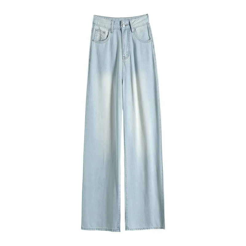 Popular Fashion Retro Nostalgic Denim Pants for Female Students in Summer Thin High Waisted Floor Length Straight Leg Loose Pant