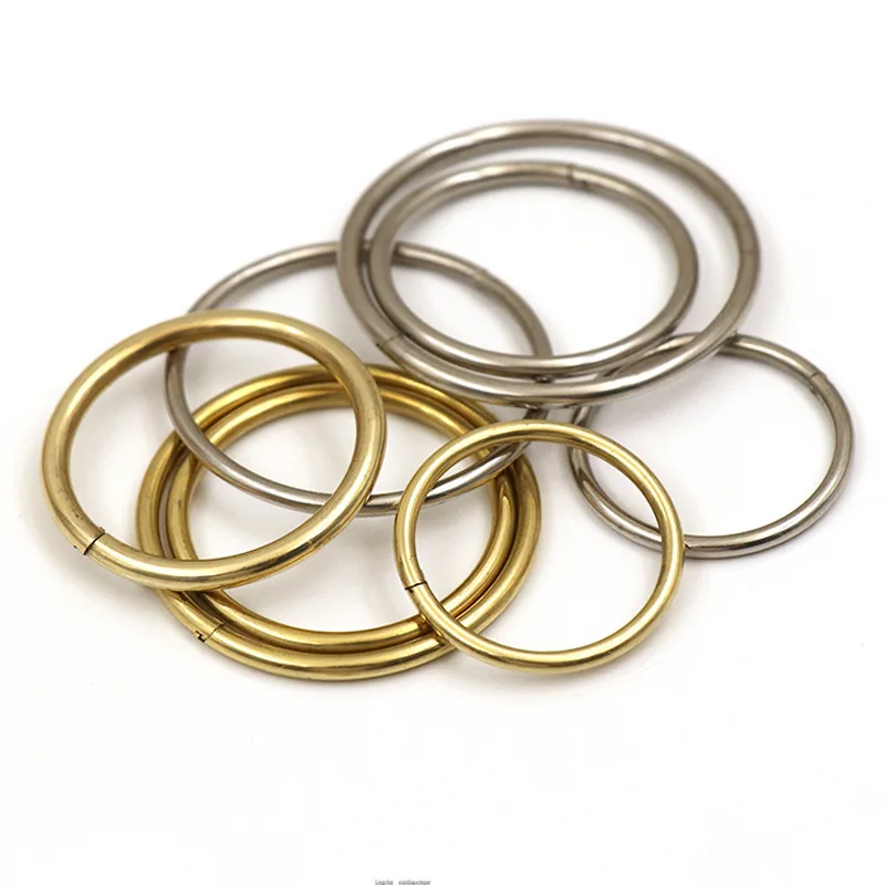 2 pcs Brass/Stainless Steel Lock O Ring Key Ring Loop Quick Release Keychain Loop Split Rings Leather Accessories