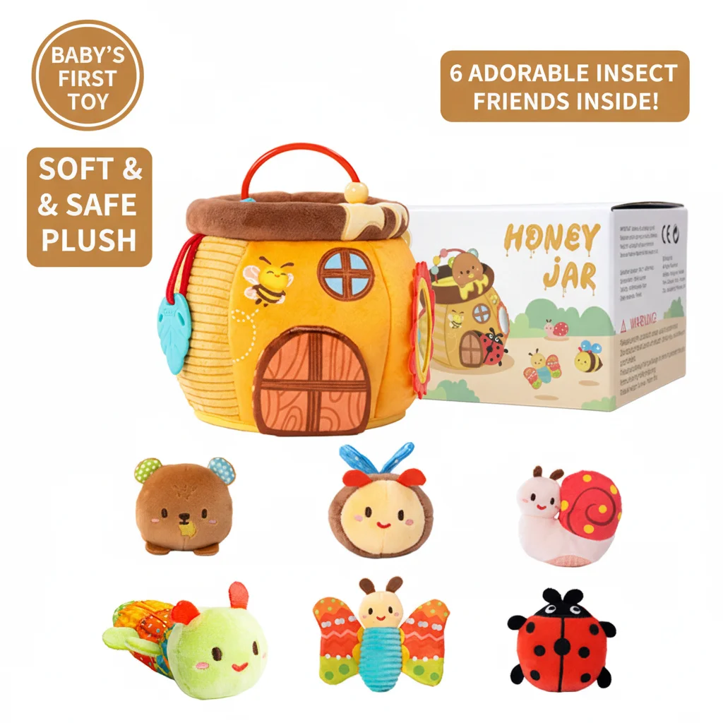 Plush Toy Honey Pot House For Kids Parent Child Interaction Role-Playing Toy With Snail Ladybug Butterfly Soft Toy For Toddlers