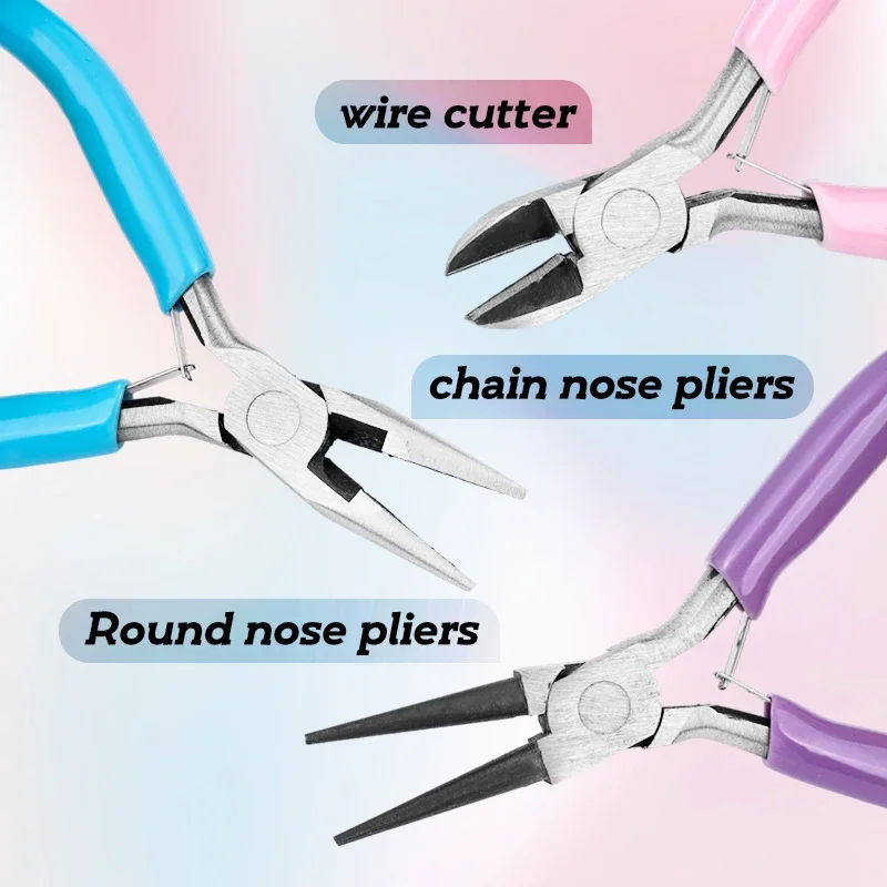 Jewelry Pliers Set 3Pcs Jewelry Making Tools Kit Includes Needle Nose Pliers Round Wire Cutters for Supplies Wrapping DIY Craft