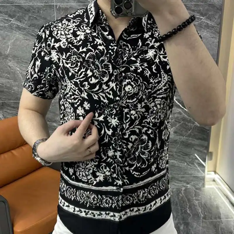 Summer Fashion Men's Short Sleeved Shirt Personalized Printing Casual And Versatile Slim Fit Hawaiian Shirt Moda Hombre 2024