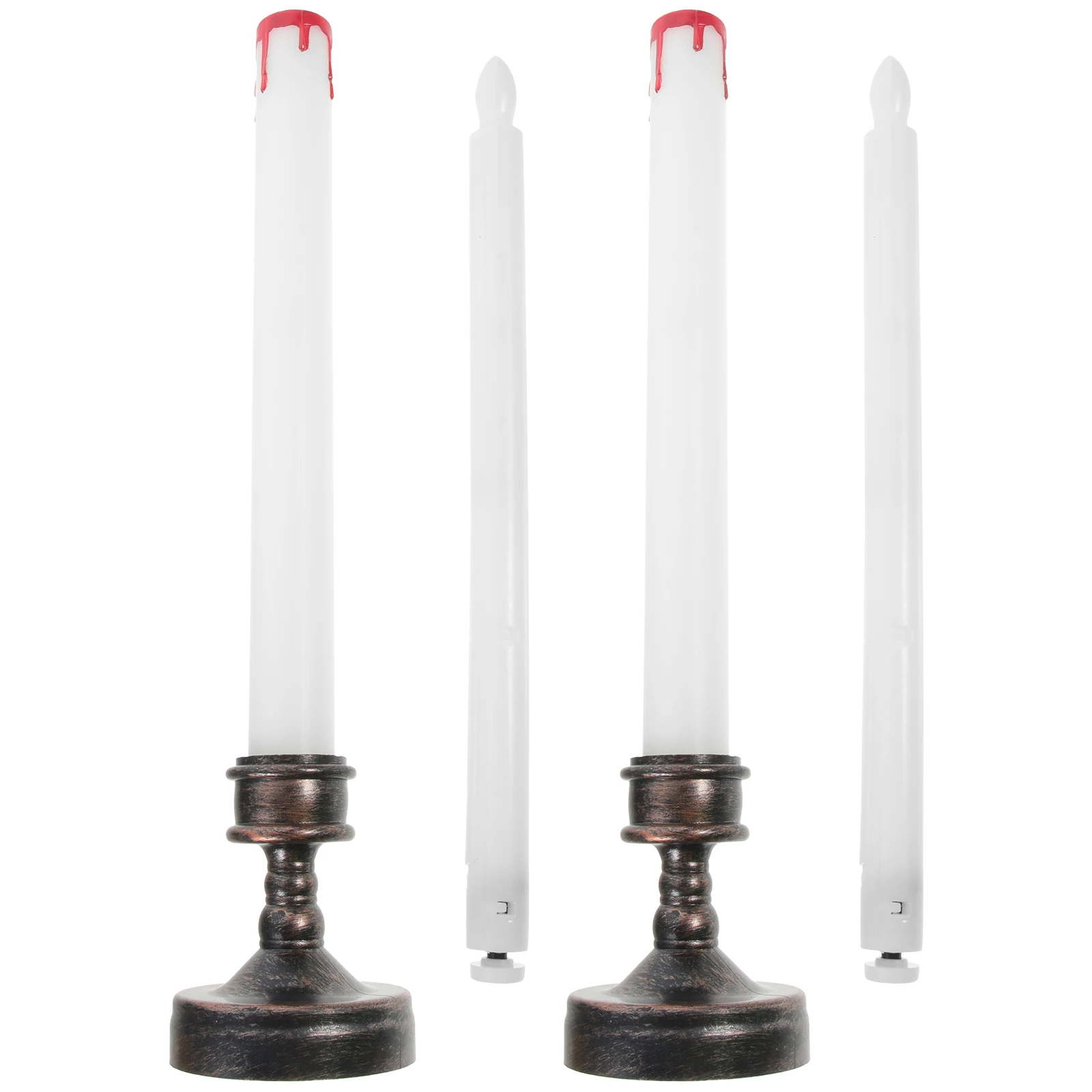 

2 Pcs Electronic Candles Electric Window Plastic Taper Flameless for Artificial Lamp Chargeable