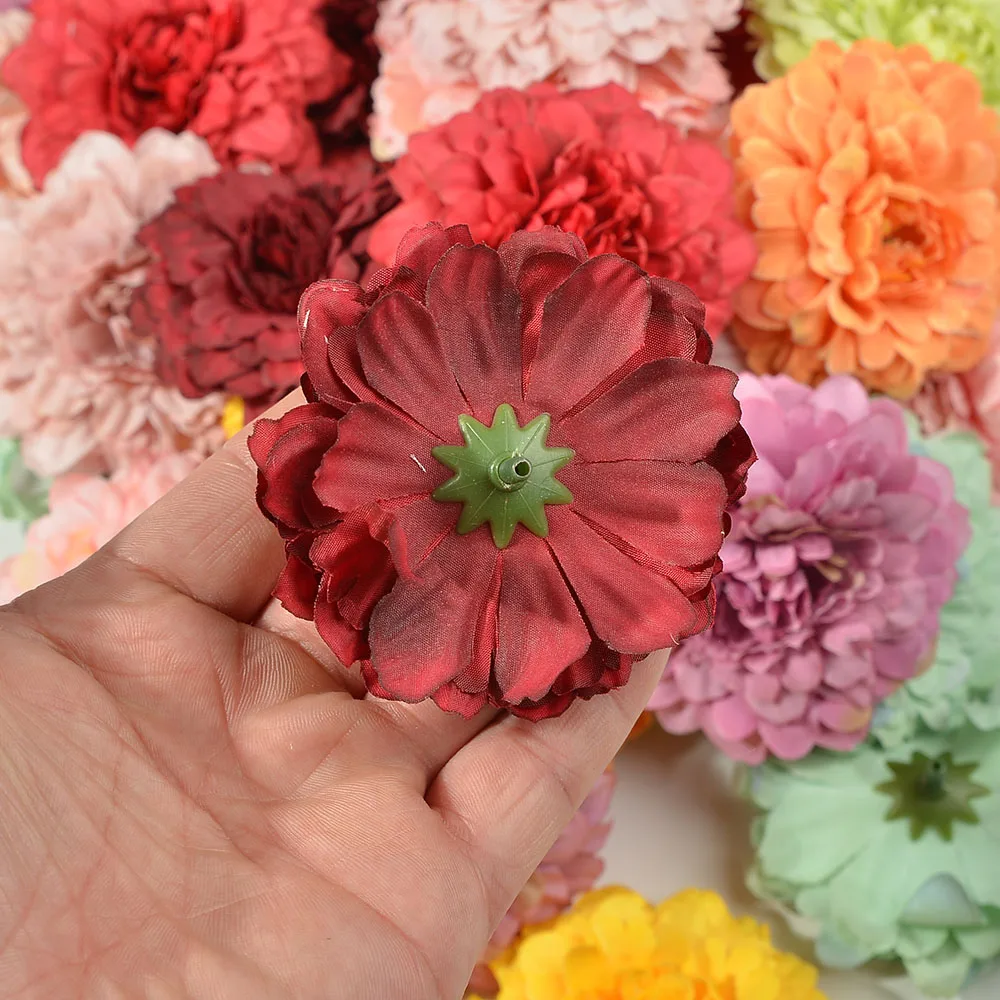 5pcs/lot 7cm Chrysanthemum Artificial Silk Dahlia Daisy Flower Heads For Home Wedding Decoration Handmade DIY Fake Flowers