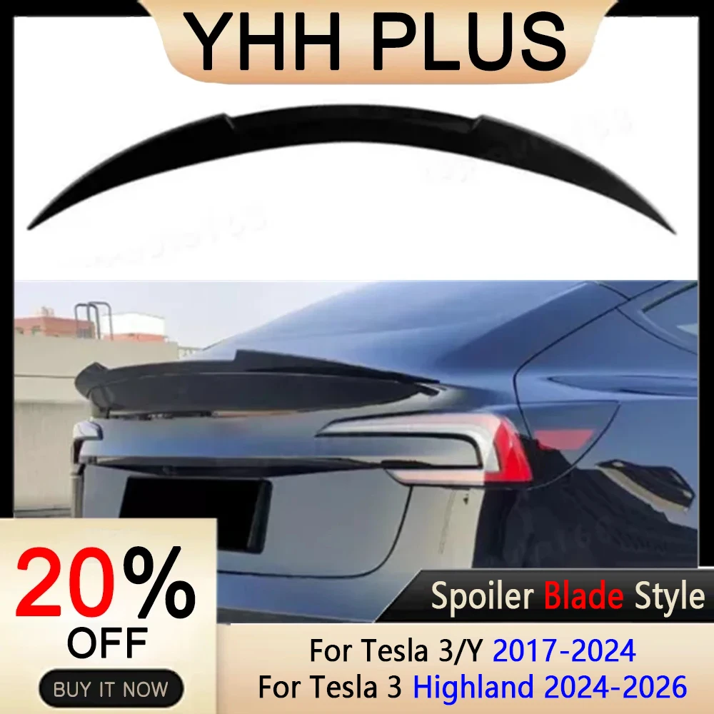 

Model3 Highland 2025 Спойлер Задние двери Хвостовое крыло багажника ABS Углеродное волокно для Tesla Model 3/Y 2017-NOW Аксессуары Автозапчасти