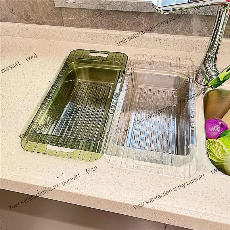 Retractable drain basket kitchen sink sink washing basket household fruit and vegetable tableware storage