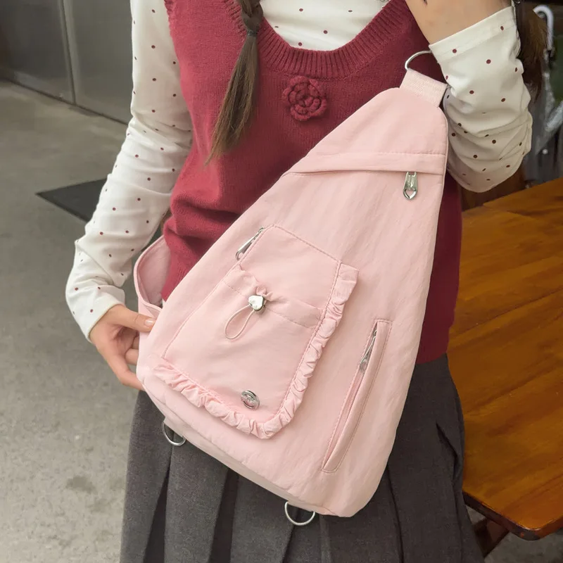 Fresh and sweet outdoor crossbody bag, high-quality and large-capacity chest pack, casual cycling and motorcycle bag, mountain-s