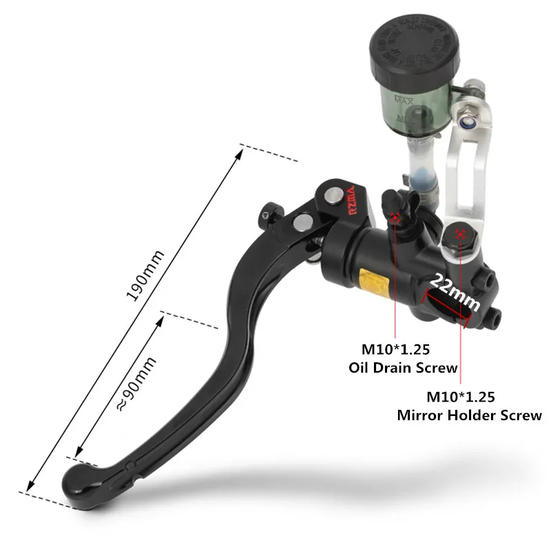 العالمي المباشر دفع قابل للتعديل الخطي يشعر 22 مللي متر المقود دراجة نارية شعاعي الفرامل أسطوانة رئيسية طوي دواسة فرامل رافعة #3