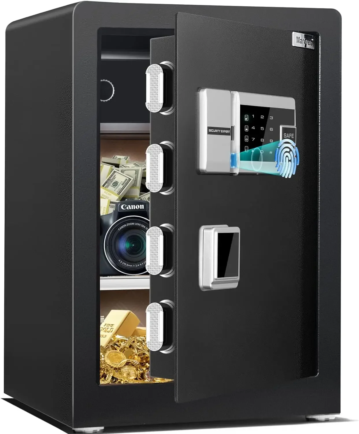 

Biometric Fingerprint Safe Box, 2.6 Cub Fingerprint Safe with Voice Prompt and Private Inner Cabinet