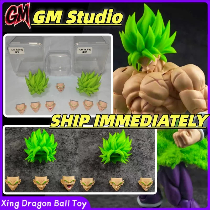 【SOFORT VERSAND】GM Studio Dragon Ball SHF Super Saiyajin Full-Power Broly Kopfskulptur Zubehörpaket (Gerades / Fließendes Haar)