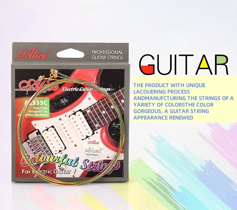 Alice AE535 Electric Guitar 009 Set Hexagonal Color Coated Rust Proof Strings 6 Pieces Stringed Instruments Parts & Accessories