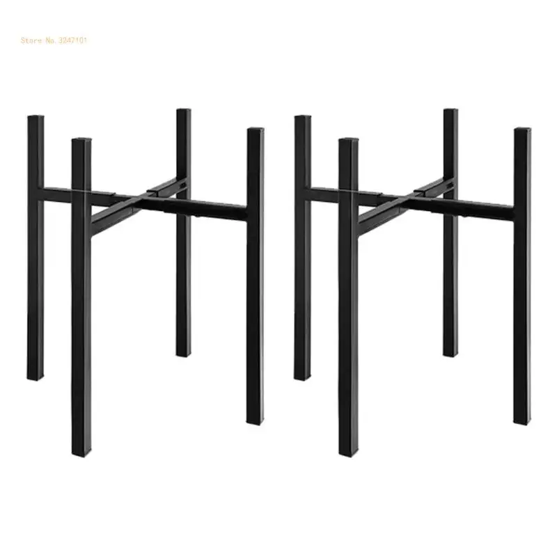 

2Pcs Indoor Outdoor Adjustable Plant Stand Metal for 10-16inch Pots Simple Black Dropship