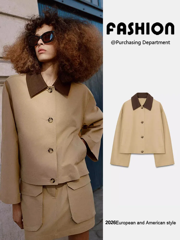 Spring New Arrival Women's Casual Long Sleeve Collared Commute Short Coat Versatile Fashionable European Style Regular Thickness