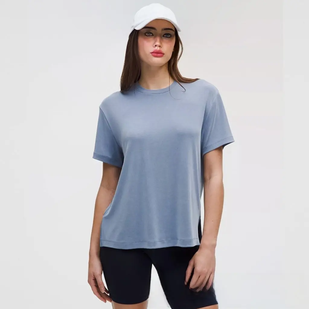 

Lulu Women's Sand Washed Draped Soft T-Shirt Short-Sleeved Loose Fit E-Commerce Supply