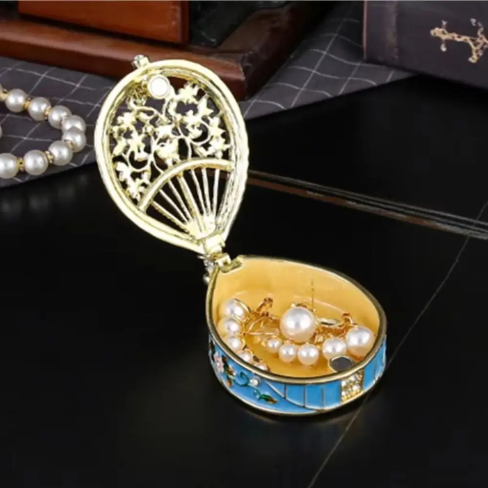 Hand Painted Enamel Enamel Jewelry Box Metal Crown Design Luxury Style Trinket Box Collectible Box Creative Design