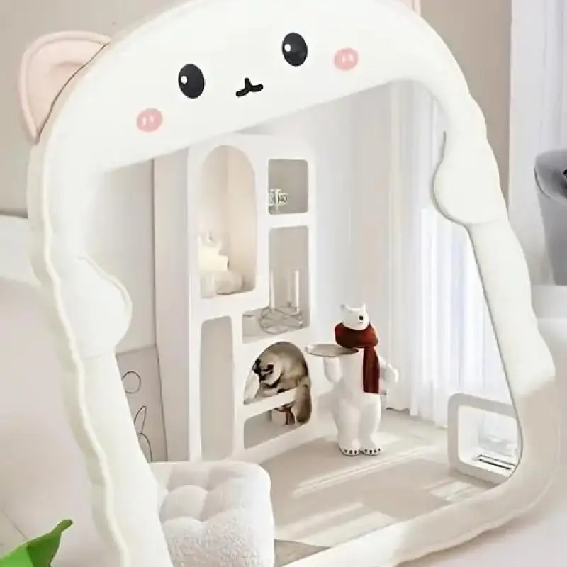 Foldable Cat-Ear Makeup Mirror | Cute Animal Design | Multi-Color Options | No Power Needed | Bedroom Decor & Daily Use