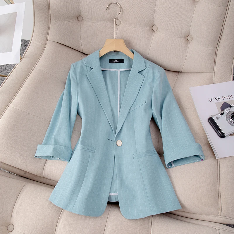 

Notched Women's Suit Coat 2023 Women blazers and jackets Seven-Minute Sleeve Summer New Self-cultivation Blazer Women Clothing