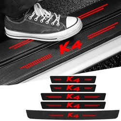 Car Door Sill Protector Plate Carbon Fiber Anti Scratch Sticker for KIA K4 Badge Auto Rear Trunk Threshold Bumper Guard Strips