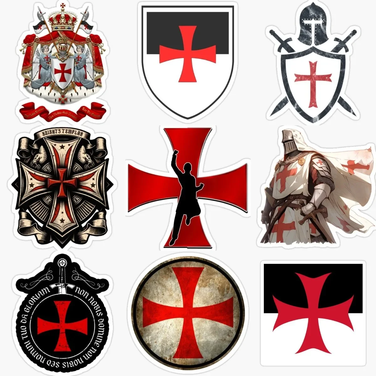 Knight Templar Crusader Red Cross Shield Holy Knight PVC Sticker for Decorate Laptop Wall Room Truck Window Motorcycle Helmet