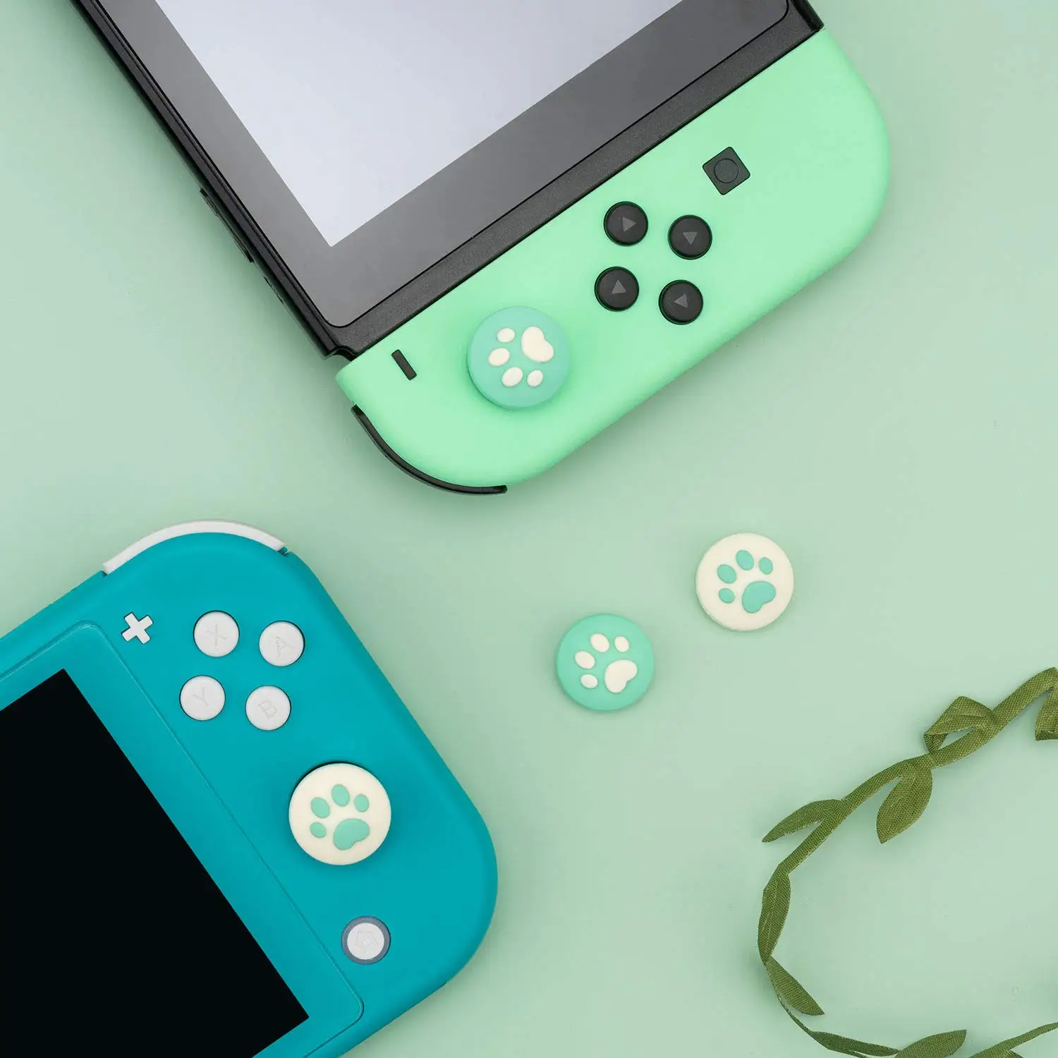 GeekShare 4PCS Silicone Cat Paw Joy Con Thumb Grip Caps Compatible with Nintendo Switch/OLED/Lite