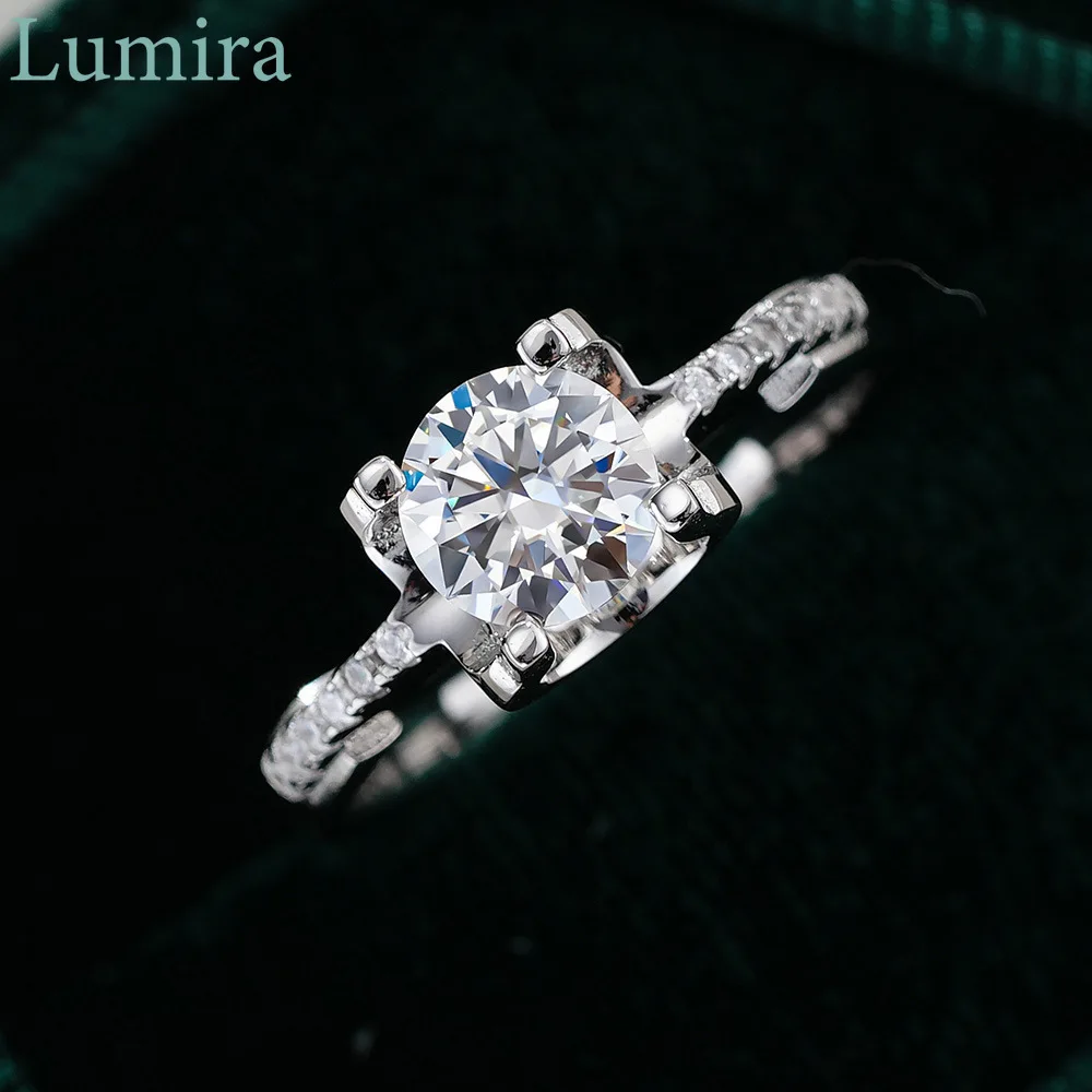 

Кольцо Lumira с тонкой талией в стиле бычьей головы 0,5 карата/1 карата/2 карата с муассанитом Премиум-платина PT950 Женское обручальное кольцо и обручальное кольцо