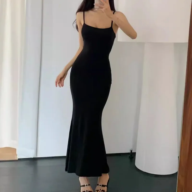 Robe d'été à bretelles brodées de papillons au dos, Sexy, Slim, queue de poisson, sac, jupe longue aux hanches, robe de personnalité à la mode