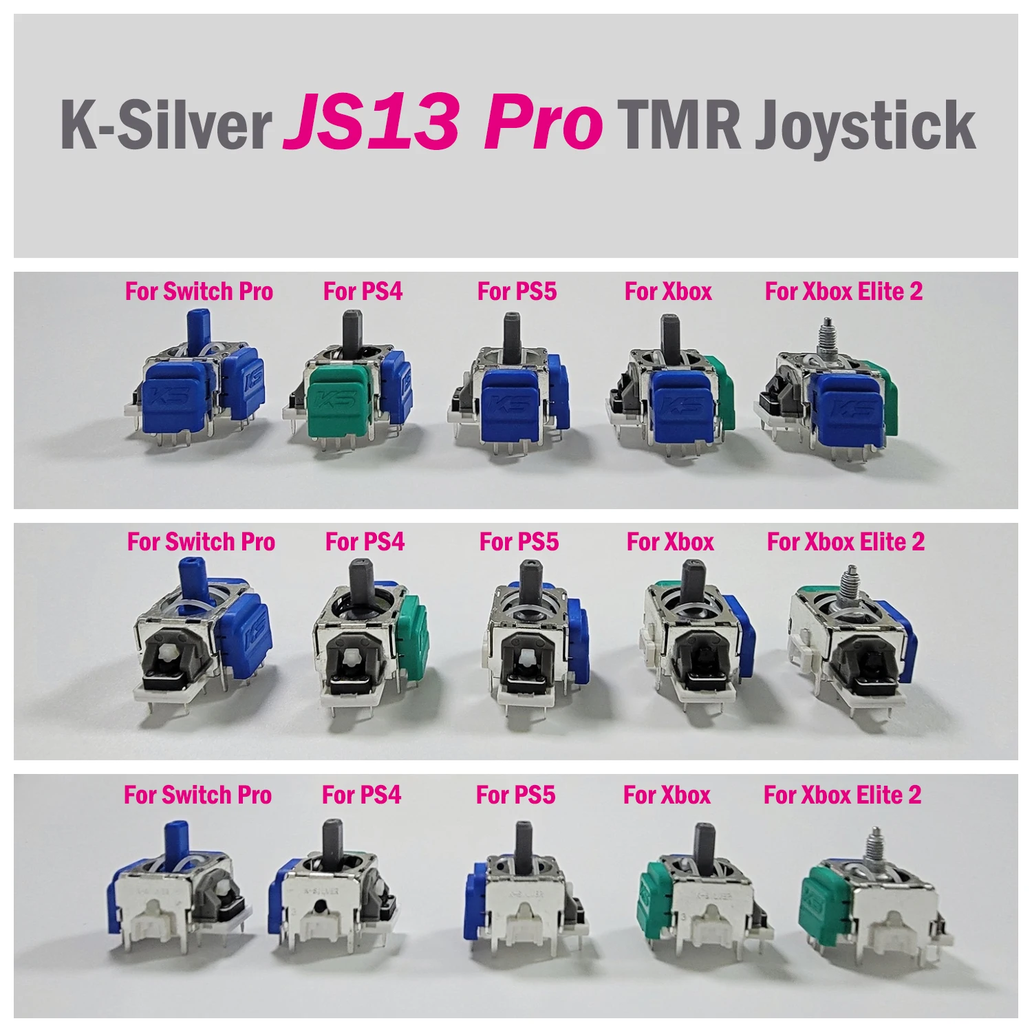 

2pcs K-Silver JS13 Pro TMR Joystick for Switch Pro PS5 PS4 Xbox Series Xbox Elite 2 Replacement 3D Analog ThumbStick Anti-Drift
