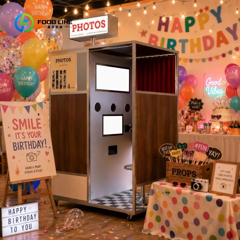 Customized Modern Stainless Steel Selfie Photo Booth Kiosk With Led Light Box for Event Party Vintage Photo Booth