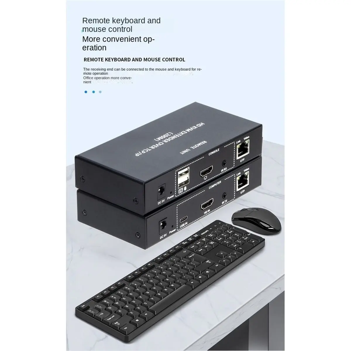 A85P 200M HDMI-Compatible IP KVM Extender over RJ45 Ethernet Cat5e/6 Cable 1080P Extender USB KVM Via Network Switch EU PLUG