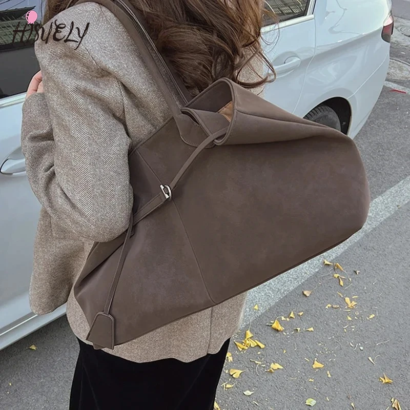 

vintage Short Handle PU Leather Solid Color Tote Bags for Women 2025 Y2K large capacity Ladies Shoulder Females Retro Handbags