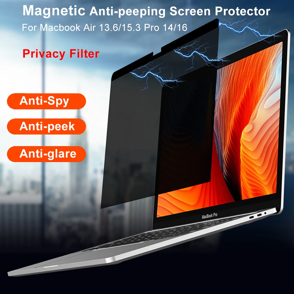 Protector de pantalla magnético antiespionaje para Macbook Air 13,6 15 M1 M2 M3 M4 Pro 14 16 2023 filtro de privacidad de película antiespía