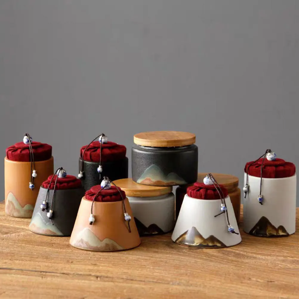 

Tea Container Leaf Storage Airtight Beautiful Details Jar Ceramic Loose Mini Adornment