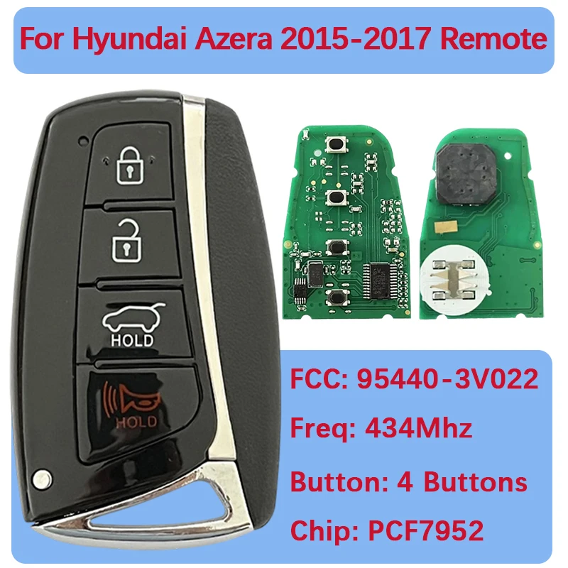CN020227 ما بعد البيع مفتاح ذكي 4 أزرار 434 ميجا هرتز PCF7952 رقاقة FCC 95440-3V022 بدون مفتاح الذهاب عن بعد لشركة هيونداي أزيرا 2015-2017 #1