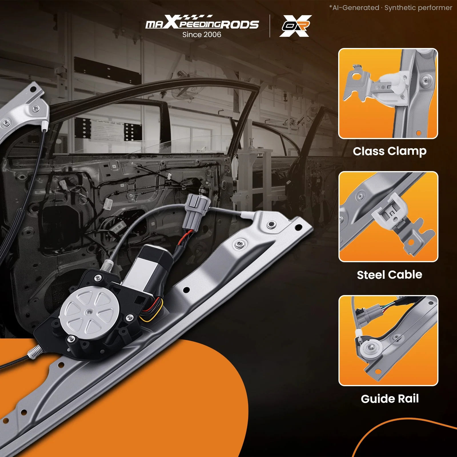 Window Regulator  w/ Motor Front Right Side for Nissan Titan/Armada 2004-2015