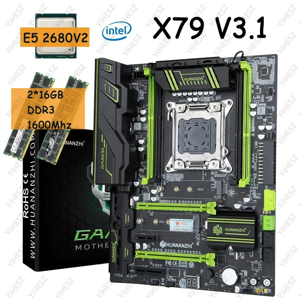X79マザーボードセット、E5 2680 V2プロセッサー（LGA 2011）、2x16GB