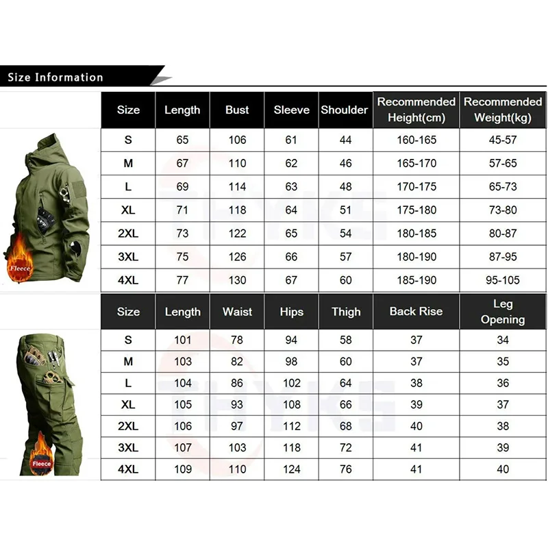 Camouflage Uniform voor Outdoor Tactische Jacht Man Loose Fit Waterpproft Softshell Jas Set Mannelijke Hoge Kwaliteit Fleece Pak
