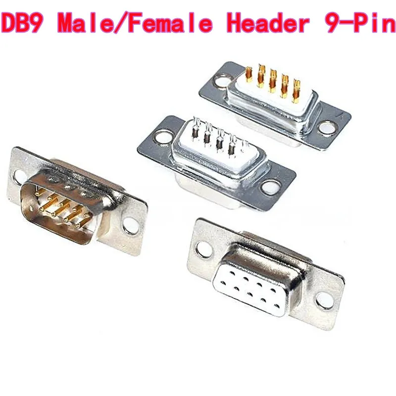 10pcs DB9 Male/Female Header 9-Pin RS232 Wired Solder-Type Connector White Insulator with 2U Gold-Plated Contact MatchingHousing