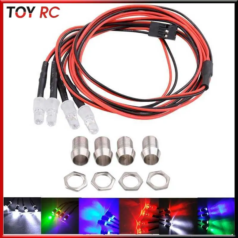 Rc التحكم عن بعد الوقود الكهربائية نموذج سيارة ضوء عالية الجودة مصباح ليد 4 قطر 5 مللي متر الخرز مع كوب مصباح معدني